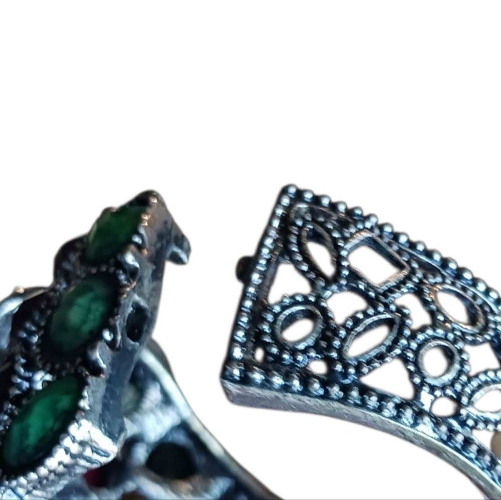 Boho Chic Flower Hinge Cuff Statement Bracelet Chunky - Picture 10 of 11
